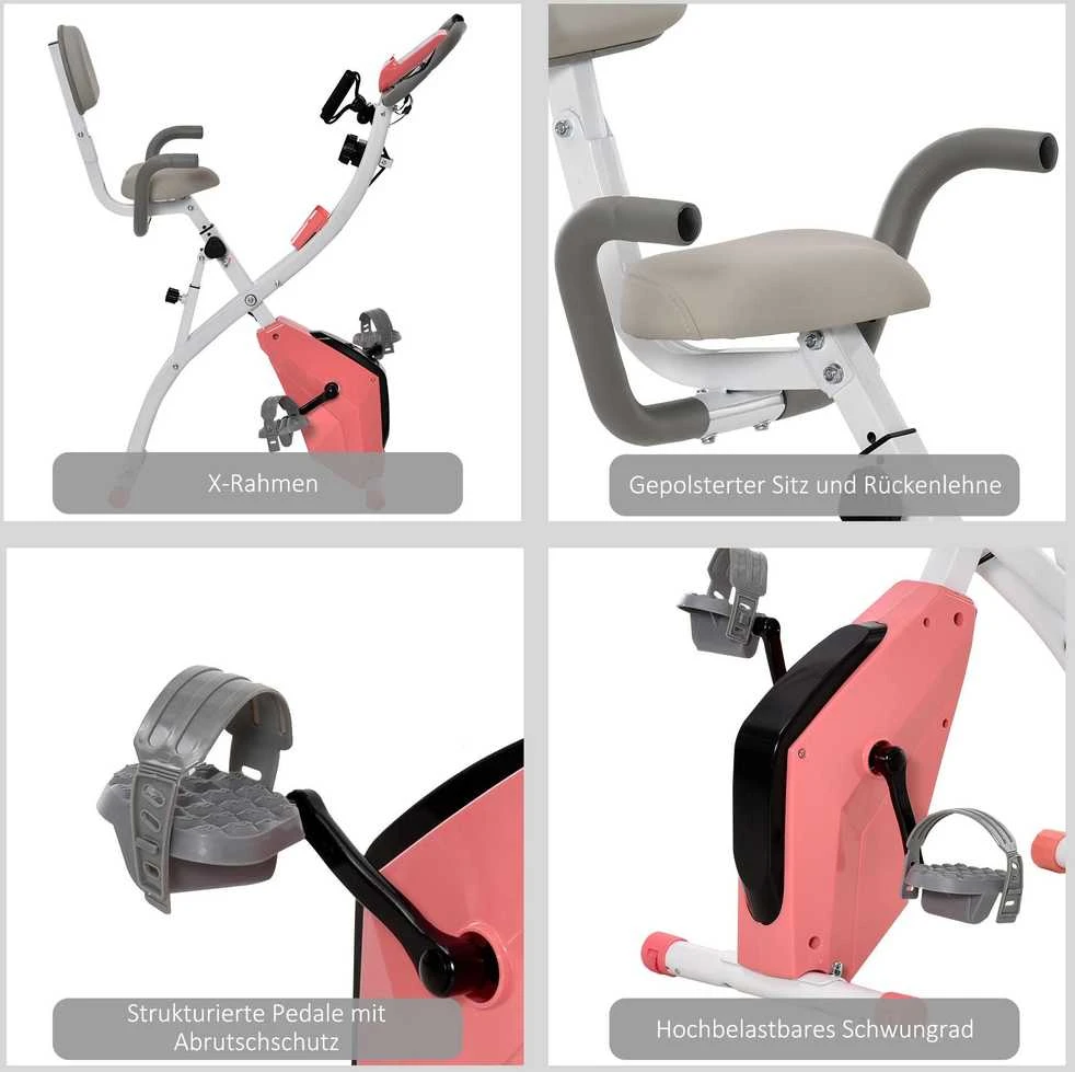 HOMCOM X-Bike 2-in-1 dviračio treniruoklis, LCD ekranas, sulankstomas treniruoklis su 8 lygių reguliuojamu magnetiniu pasipriešinimu