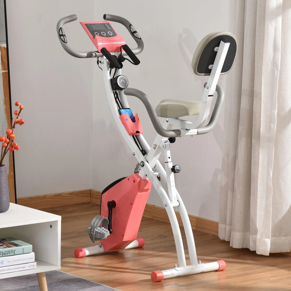 HOMCOM X-Bike 2-in-1 dviračio treniruoklis, LCD ekranas, sulankstomas treniruoklis su 8 lygių reguliuojamu magnetiniu pasipriešinimu