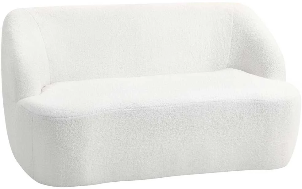 HOMCOM dvivietė sofa, išlenkto dizaino, paminkštinta sofa su fliso apmušalu, svetainei, miegamajam, namų biurui, kreminė balta