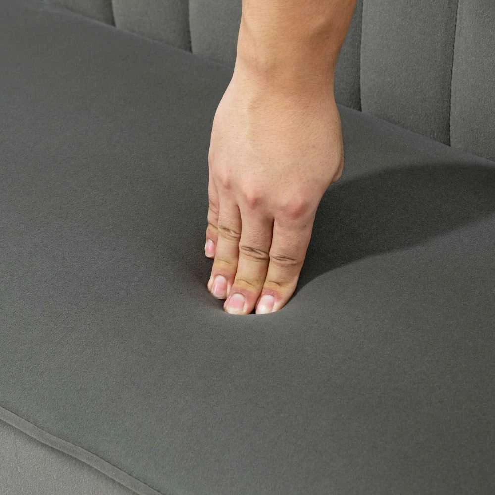 HOMCOM 2-vietė sofa, dvivietis suolo tipo krėslas, linų audinio išvaizda, medinės kojelės, iki 150 kg, tamsiai pilka, 117 x 56,5 x 77 cm