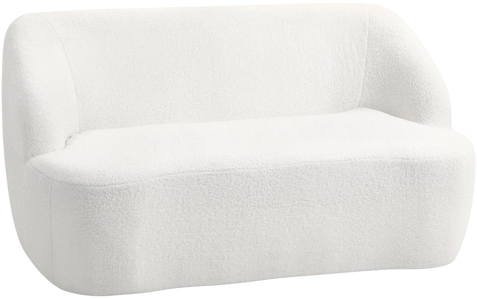 HOMCOM dvivietė sofa, išlenkto dizaino, paminkštinta sofa su fliso apmušalu, svetainei, miegamajam, namų biurui, kreminė balta