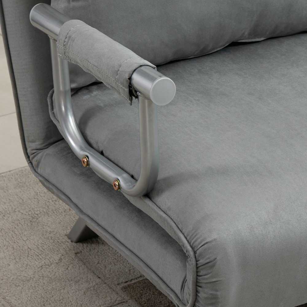 HOMCOM dvivietė sofa-lova su miegojimo funkcija ir pagalve, reguliuojama sofa, iki 150 kg, šviesiai pilka