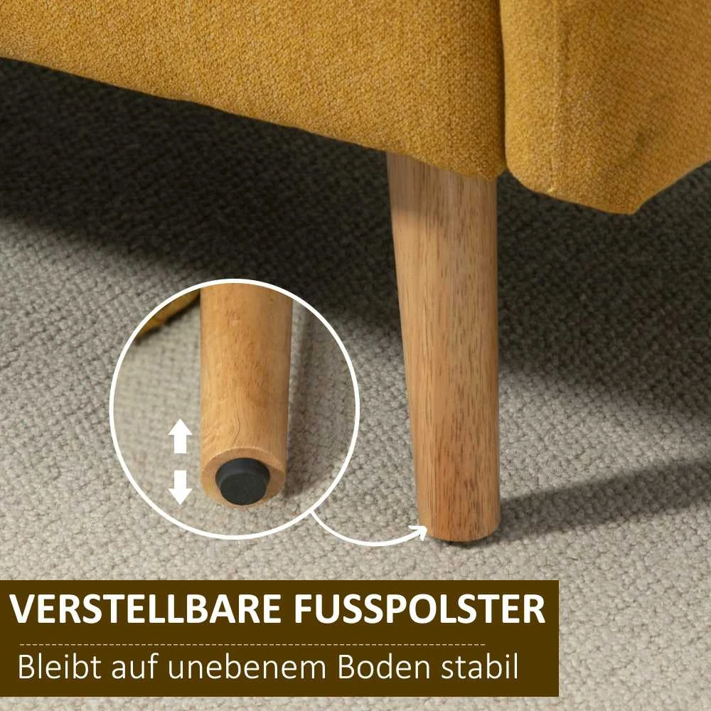HOMCOM dvivietė sofa, loveseat su pagalvėmis, reguliuojamos pėdų atramos, veliūrinis poliesteris, porolonas, kompaktiško dizaino, 2 vietų, natūrali + geltona