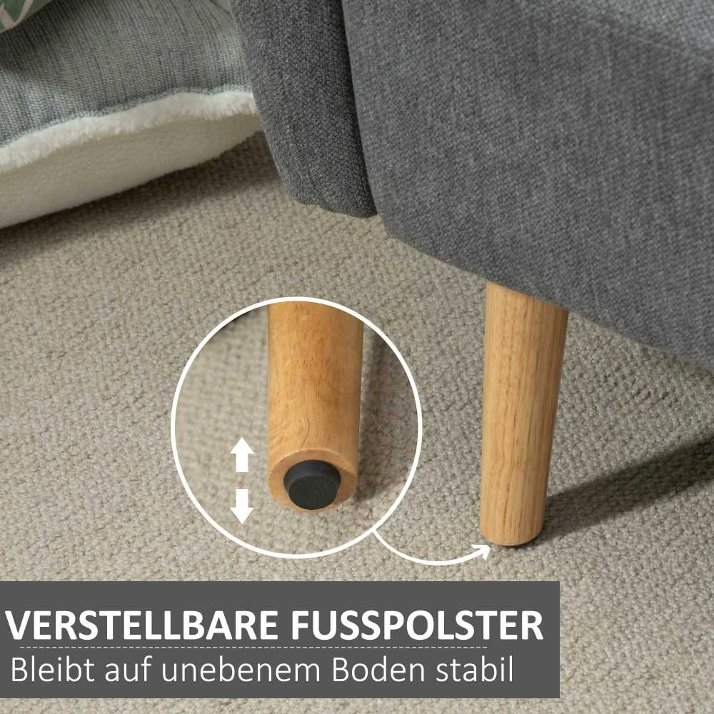 HOMCOM dvivietė sofa, „Loveseat“ su pagalvėlėmis, reguliuojamos kojų atramos, aksominis poliesteris, kaučiukmedis, porolonas, 2 vietų, audinio užvalkalas