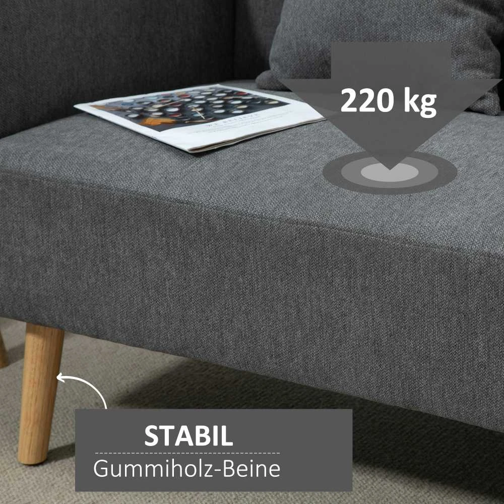 HOMCOM dvivietė sofa, „Loveseat“ su pagalvėlėmis, reguliuojamos kojų atramos, aksominis poliesteris, kaučiukmedis, porolonas, 2 vietų, audinio užvalkalas