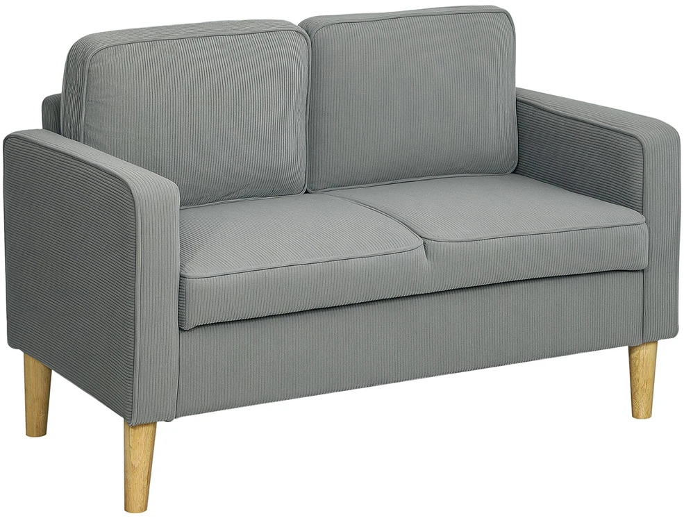 HOMCOM dvivietė sofa, maža sofa su porankiais, daiktadėžė, moderni gobeleninė sofa su velveto išvaizda, medinės kojelės, pagalvėlės, poilsio sofa svetainei, miegamajam, 117 x 63 x 79 cm, šviesiai pilka
