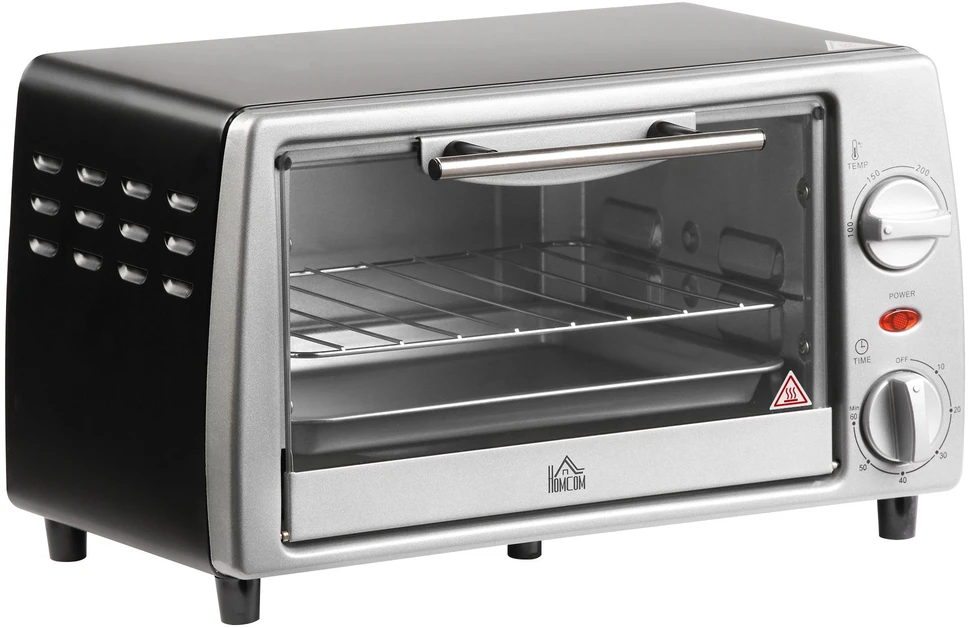 Gruzdintuvė HOMCOM elektrinė orkaitė 10L, su reguliuojama temperatūra ir laikmačiu, 750W, 36,5x26x22 cm, sidabrinė