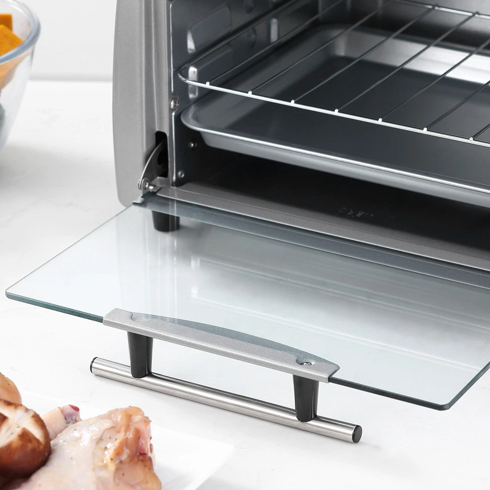 Gruzdintuvė HOMCOM elektrinė orkaitė 10L, su reguliuojama temperatūra ir laikmačiu, 750W, 36,5x26x22 cm, sidabrinė