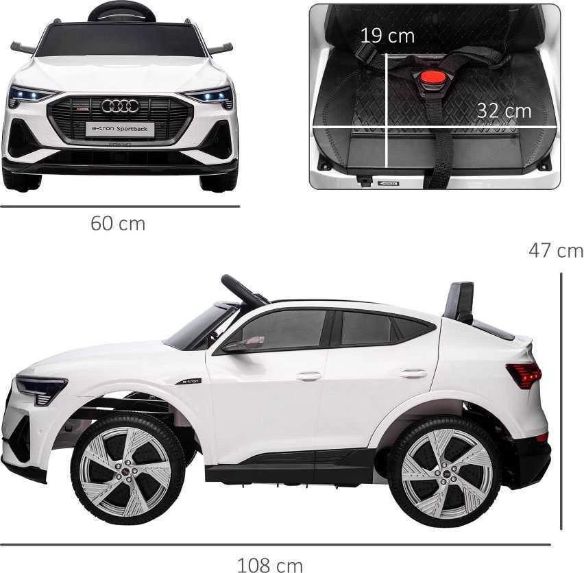HOMCOM elektrinis automobilis vaikams su 3 greičio režimais, nuotolinio valdymo pultu, muzikos grotuvu (MP3/USB/TF), skirtas vaikams nuo 3 metų