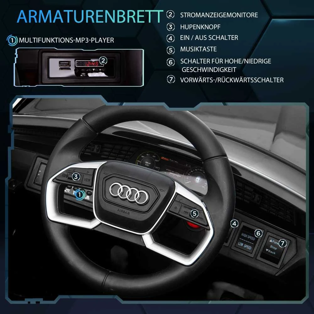 HOMCOM vaikiškas elektromobilis su nuotolinio valdymo pulteliu, saugos diržu, muzikos grotuvu (MP3/USB/TF), 3–5 metų vaikams