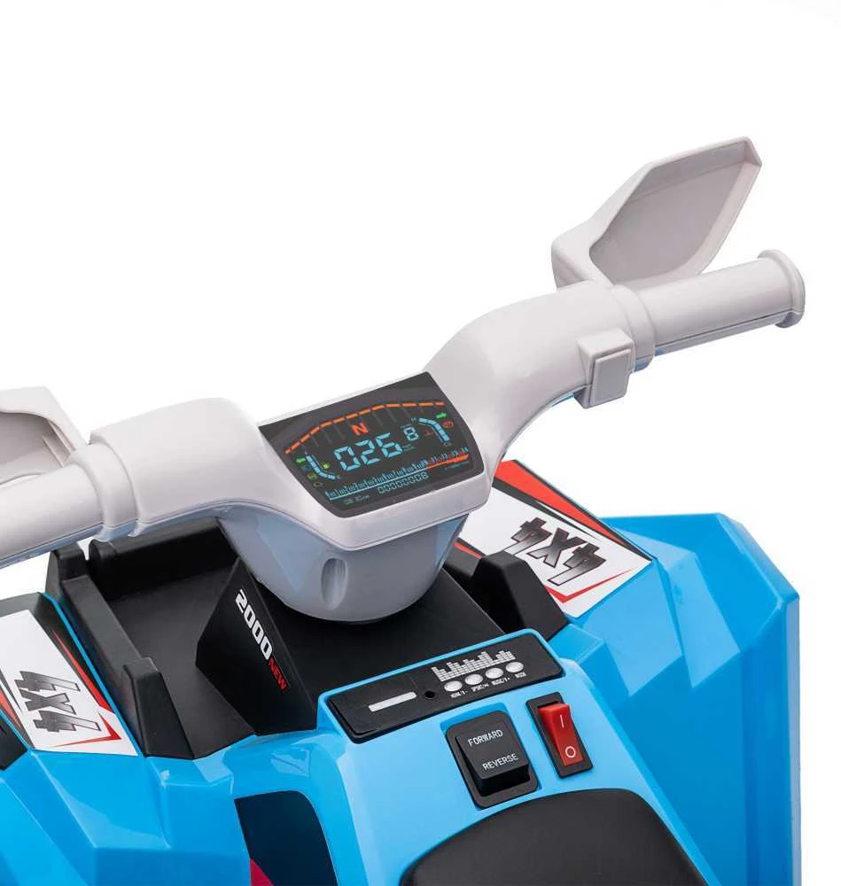 HOMCOM elektrinis vaikiškas keturratis, mini elektrinis keturratis su važiavimo pirmyn ir atgal funkcija, 6 V elektrinė transporto priemonė vaikams nuo 1,5-3 metų, 2,5 km/val., mėlynas