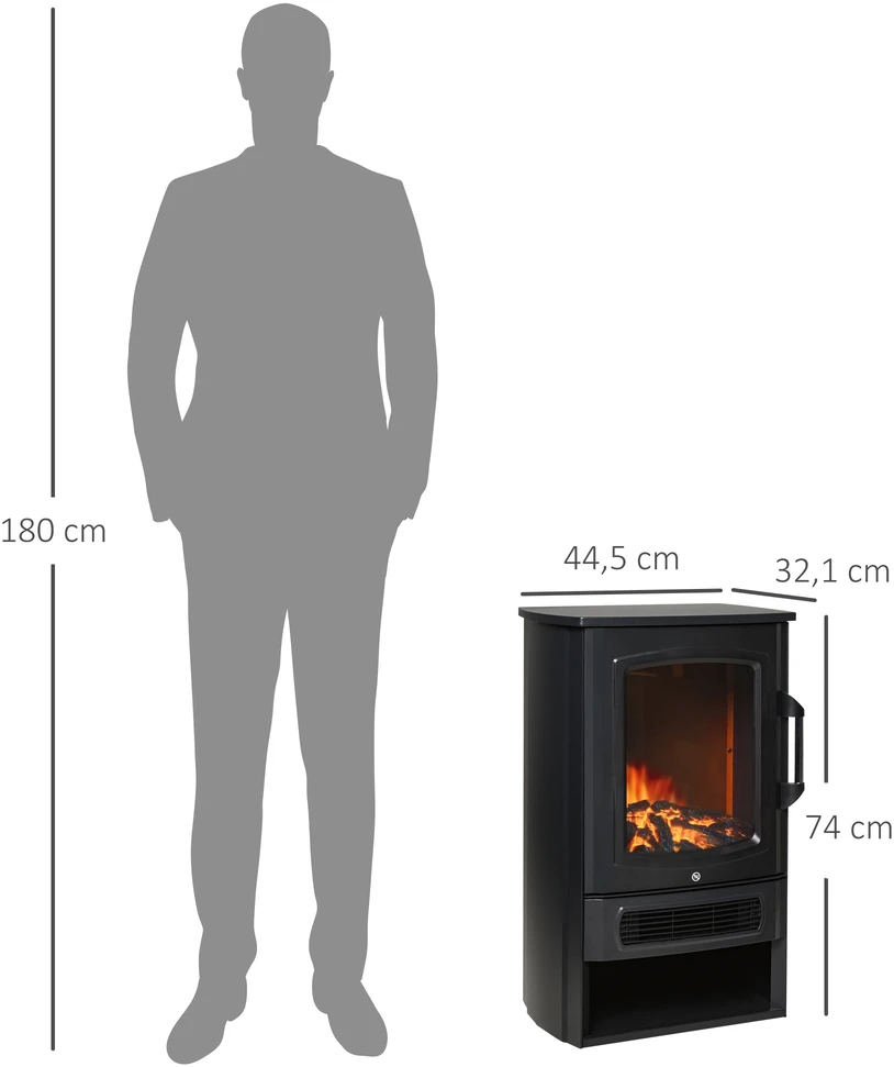Elektrinis židinys su liepsnos efektu 1000 W/2000 W, 20-25 kv. m,
