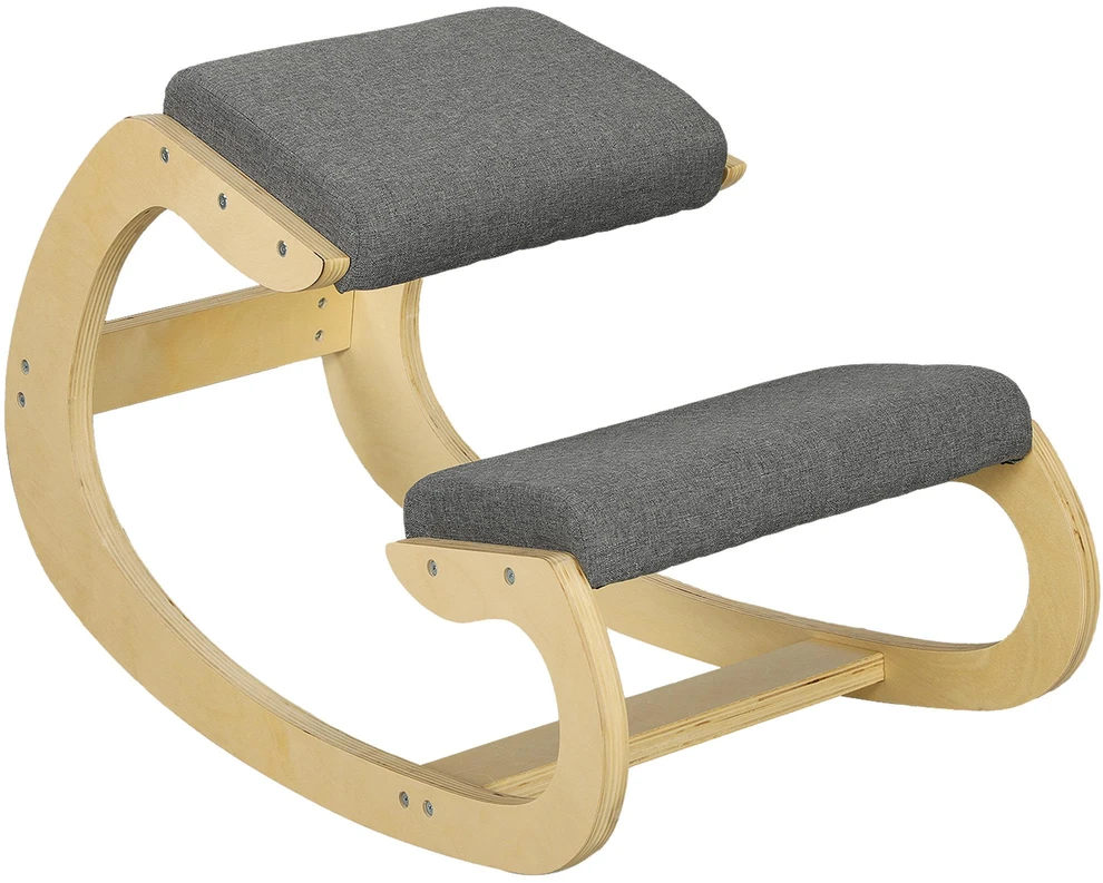 HOMCOM ergonominė kėdė klūpėjimui, supamoji kėdė keliams, rašomojo stalo kėdė namų biurui, laikysenos gerinimui, pilka