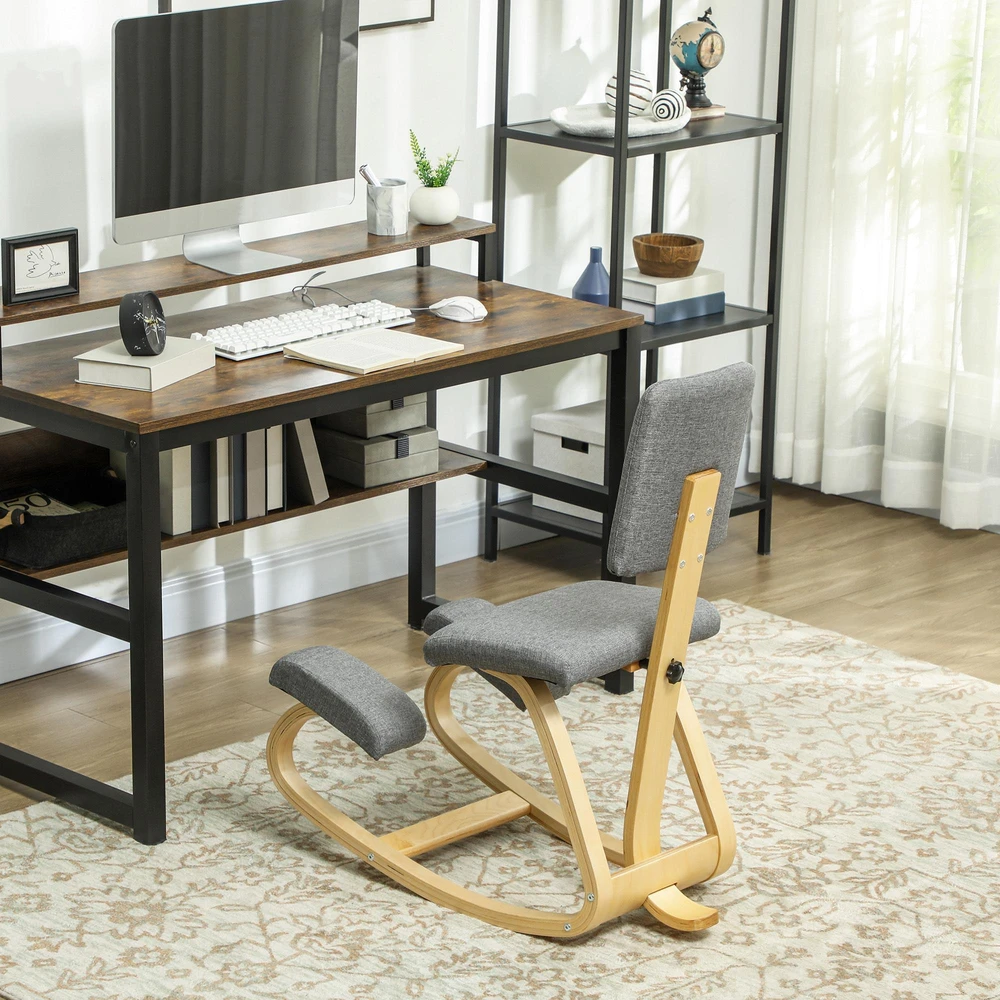 HOMCOM ergonominė kėdė klūpėjimui, sveikatingumo kėdė namams, biurui, meditacijai, pilka