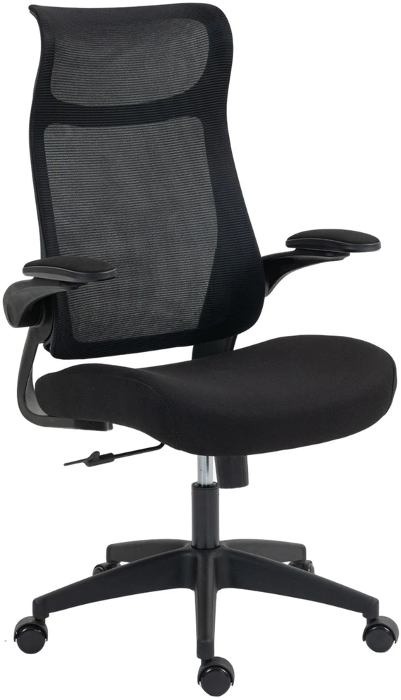 HOMCOM ergonomiška biuro kėdė su 3D porankiais, tinklelio atlošu, S formos atlošu, galvos atrama, pakreipimo funkcija, juoda