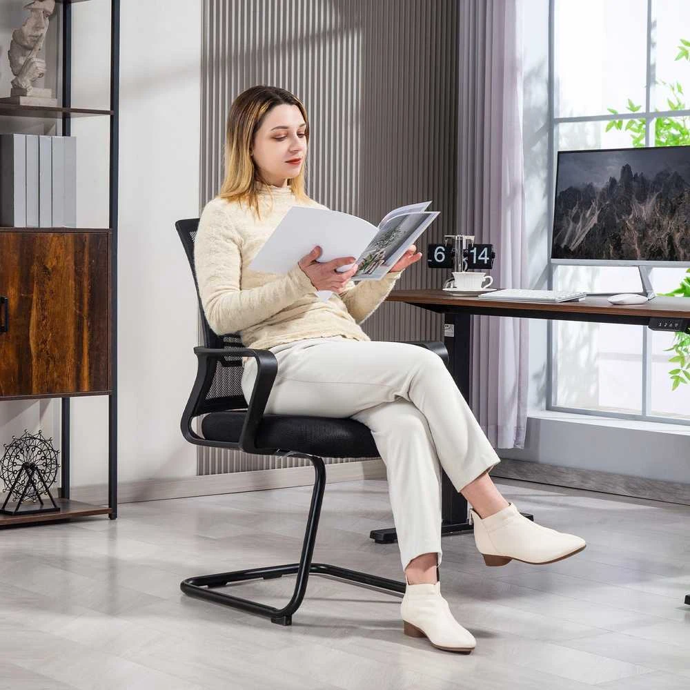 HOMCOM ergonominė kėdė, tinklelis, porolonas, metalinės kojelės, rėmo pagrindas, juoda