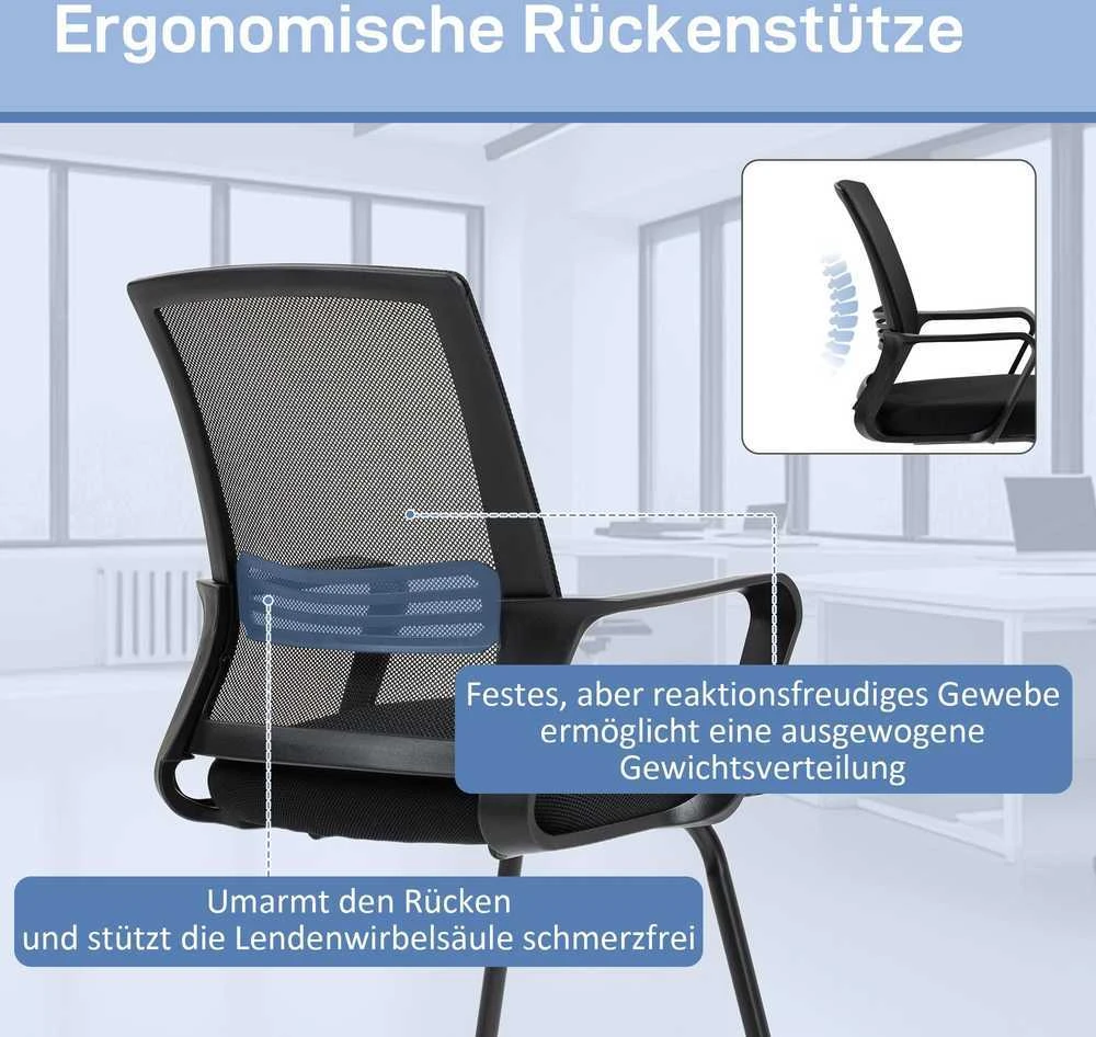 HOMCOM ergonominė kėdė, tinklelis, porolonas, metalinės kojelės, rėmo pagrindas, juoda