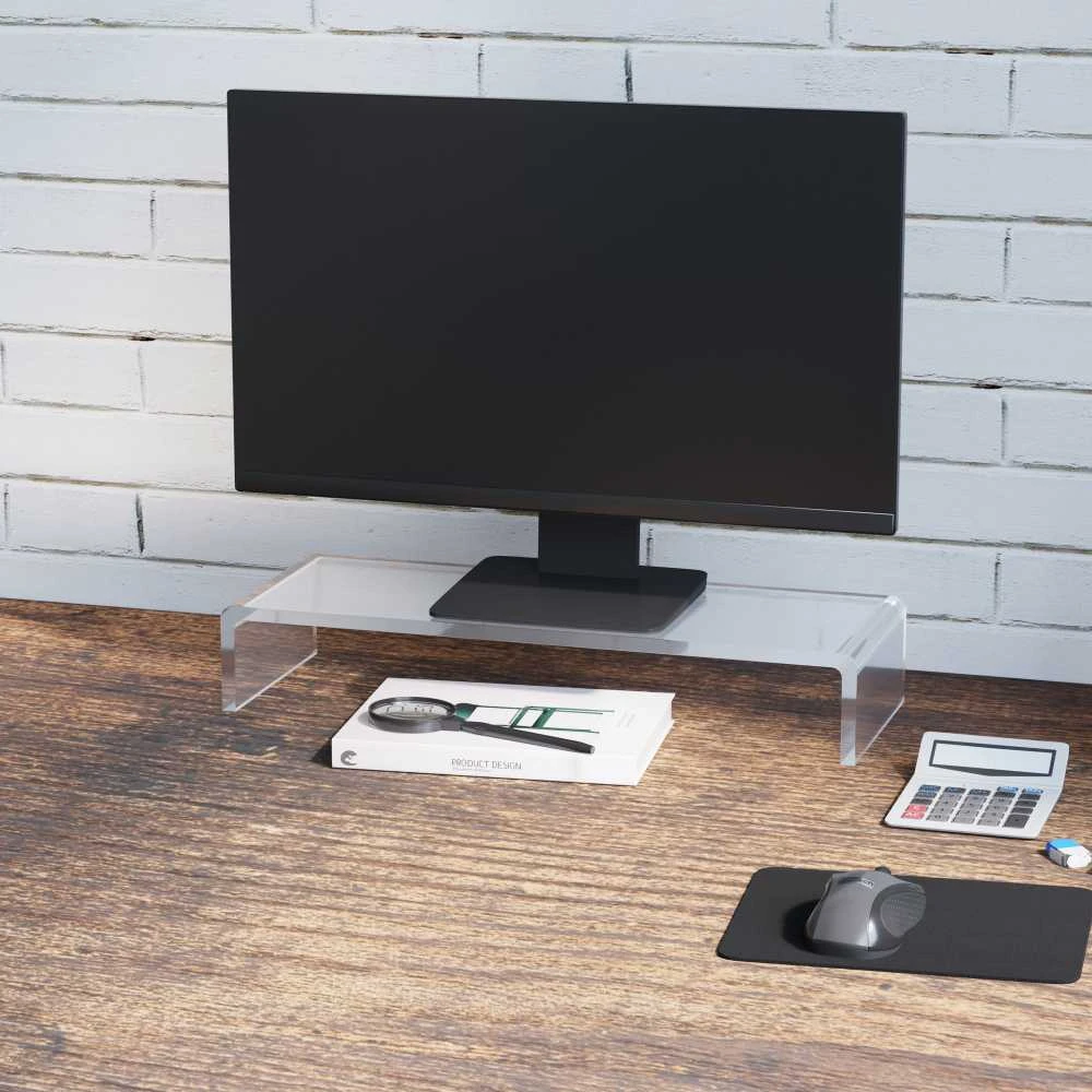 HOMCOM ergonominis monitoriaus stovas, akrilinis ekrano stovas nešiojamam kompiuteriui, kompiuteriui, nešiojamajam įrenginiui, skaidrus, 53x19x9 cm