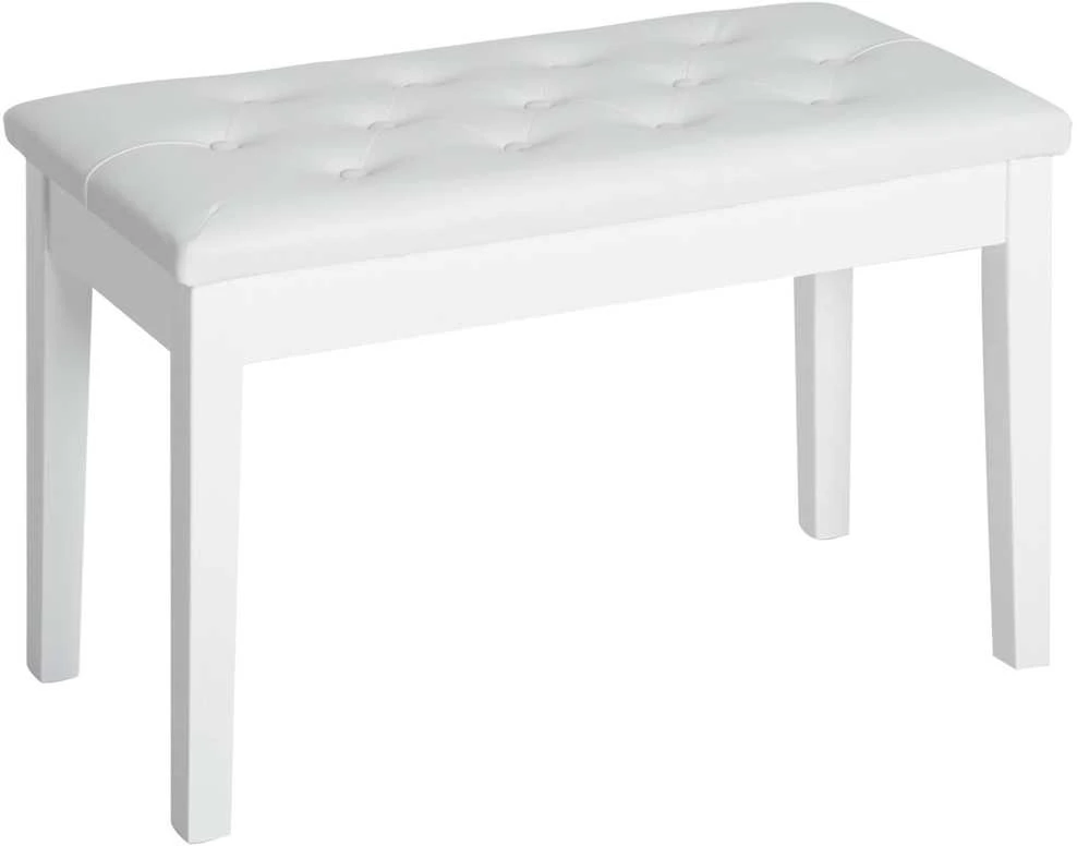 HOMCOM pianino kėdė, suoliukas pianinui, tradicinio kaimiško stiliaus kosmetinė kėdutė su daiktadėže, guminmedis, dirbtinė oda, balta, 76 x 36 x 50 cm