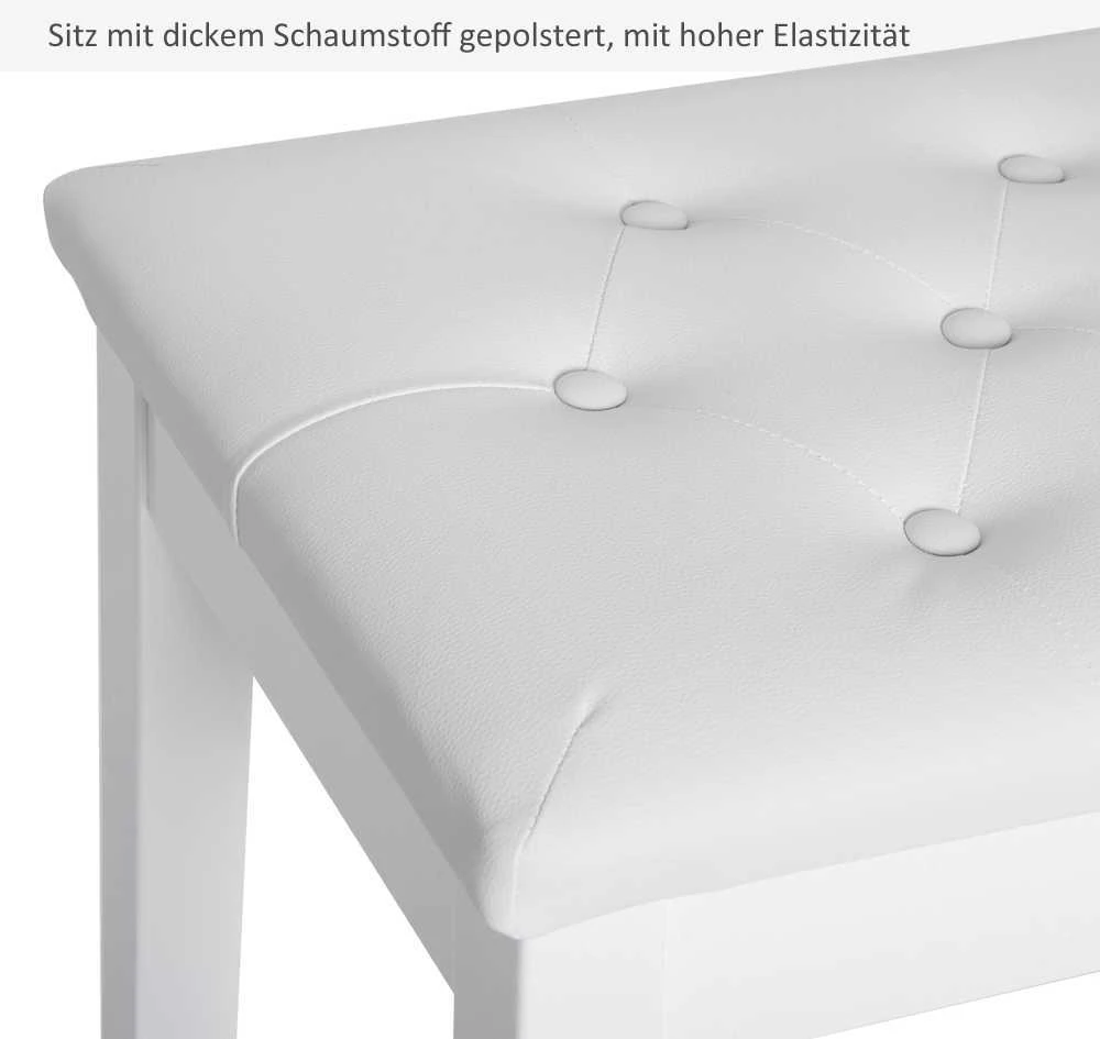 HOMCOM pianino kėdė, suoliukas pianinui, tradicinio kaimiško stiliaus kosmetinė kėdutė su daiktadėže, guminmedis, dirbtinė oda, balta, 76 x 36 x 50 cm