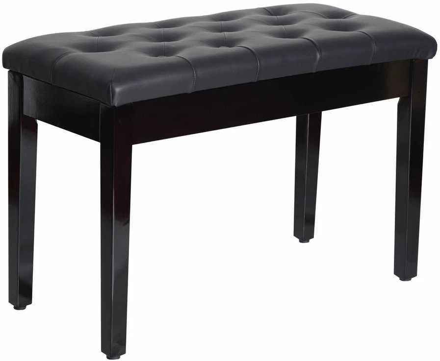 HOMCOM pianino suoliukas fortepijono suoliukas tradicinio kaimo stiliaus kosmetinis suoliukas su daiktadėže medinis odos imitacijos juodas 76 x 36 x 50 cm