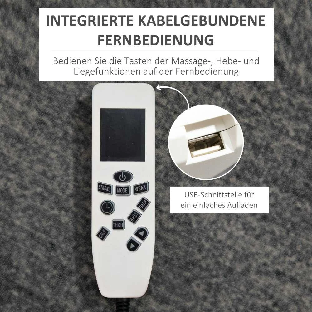 Homcom Fotelis reglaineris su atsistojimo funkcija, TV fotelis su USB jungtimi iki 150 kg