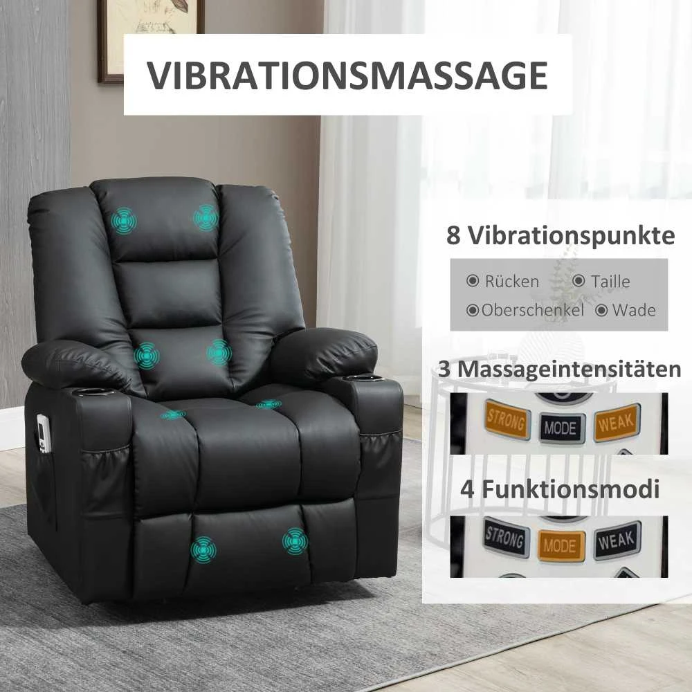 Homcom Fotelis reglaineris su atsistojimo funkcija, TV fotelis su USB jungtimi iki 150 kg