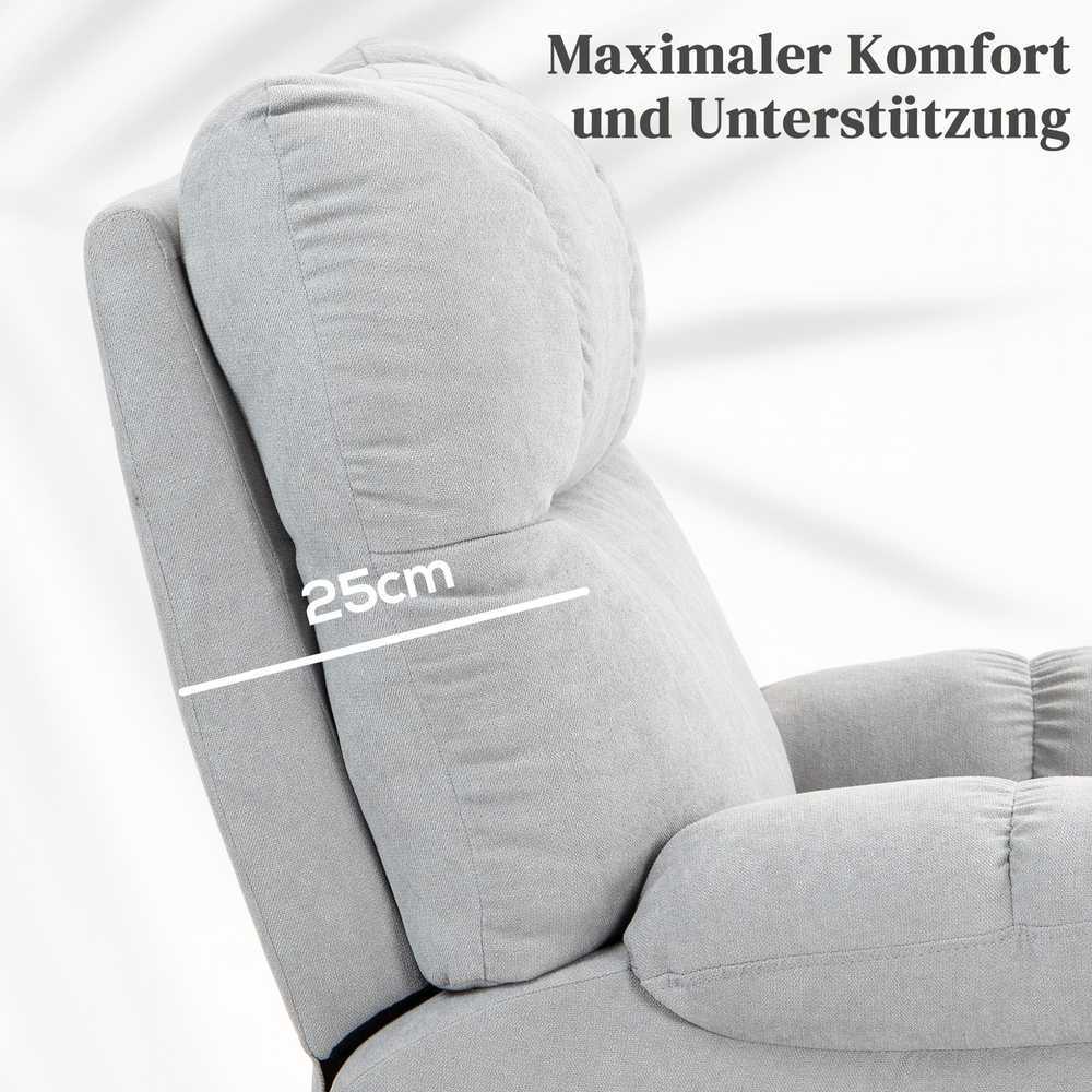 HOMCOM fotelis su atsistojimo funkcija, elektrinis masažinis krėslas, TV krėslas su šildymu, šviesiai pilkas, 91 x 95 x 109 cm