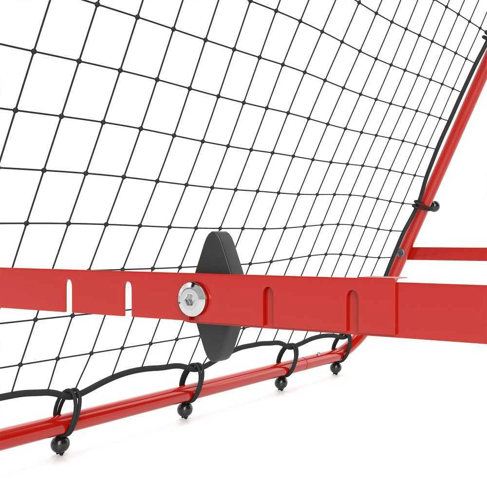 HOMCOM futbolo atšokimo sienelė, tinklas, dvipusis atšokimas, reguliuojamas 5 padėtimis, futbolo treniruotėms, plieno, raudonas, 100 x 95 x 90 cm