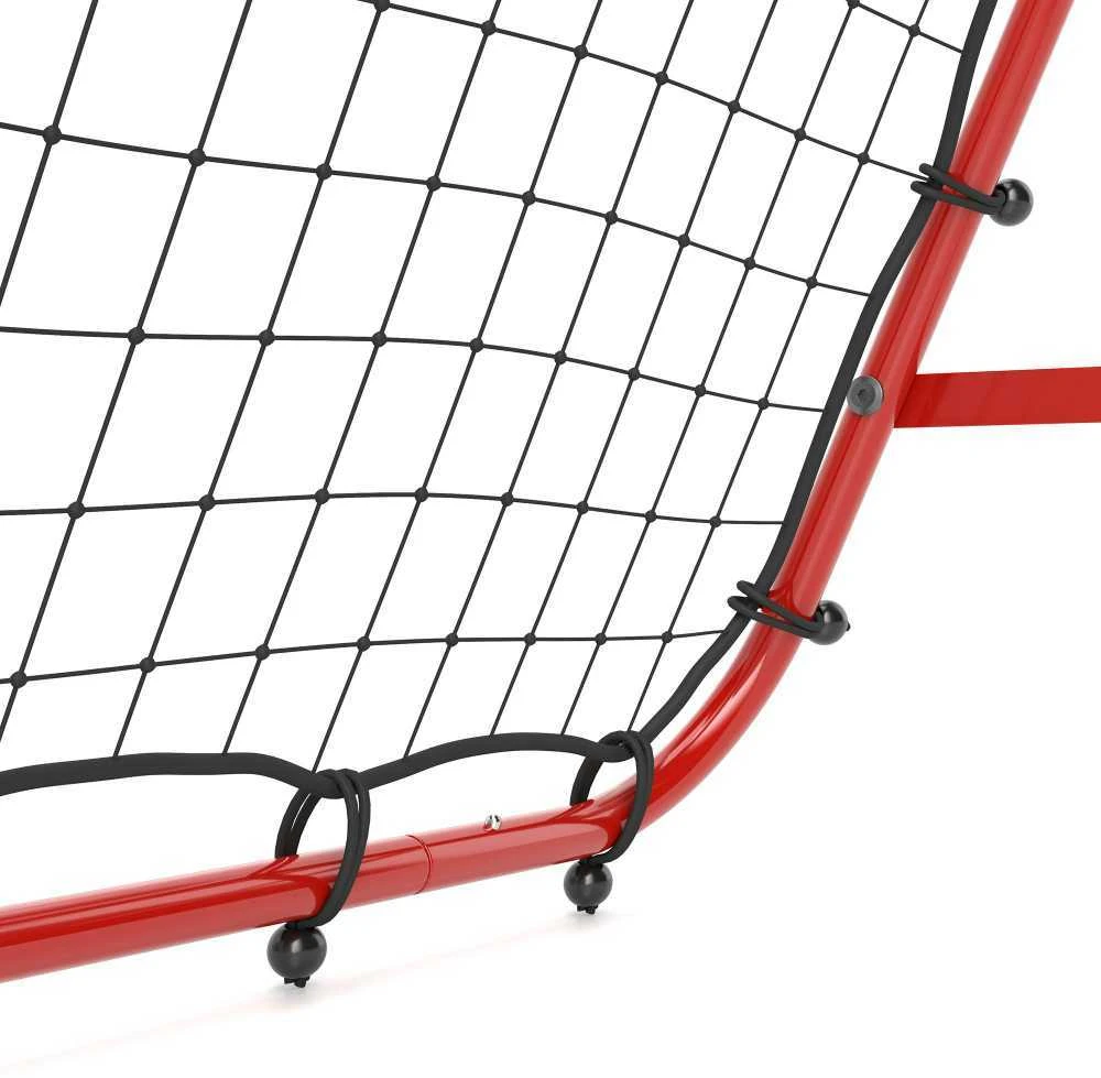 HOMCOM futbolo atšokimo sienelė, tinklas, dvipusis atšokimas, reguliuojamas 5 padėtimis, futbolo treniruotėms, plieno, raudonas, 100 x 95 x 90 cm
