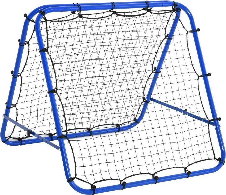 HOMCOM futbolo treniruočių atšokimo sienelė, tinklas su dvipusiu atšokimu, 5 reguliuojami lygiai, plienas, mėlyna, 100 x 95 x 90 cm