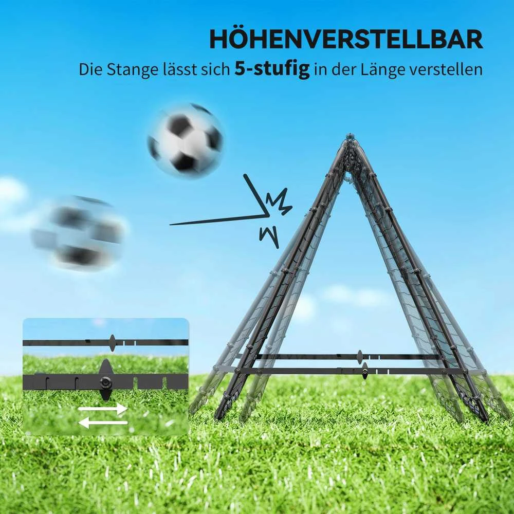 HOMCOM futbolo atšokimo sienelė, grąžinimo tinklas, dvipusis, reguliuojamas 5 padėtimis, futbolo treniruotėms, plienas, juoda, 100 x 95 x 90 cm