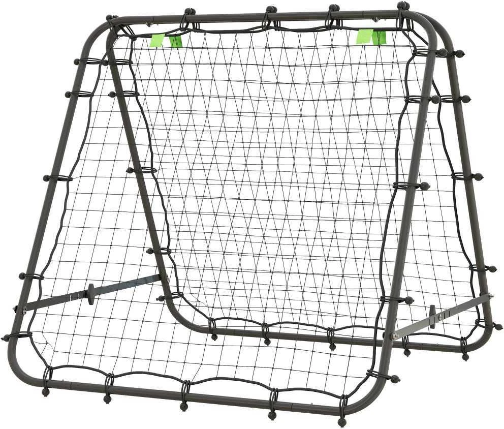 HOMCOM futbolo atšokimo sienelė, grąžinimo tinklas, dvipusis, reguliuojamas 5 padėtimis, futbolo treniruotėms, plienas, juoda, 100 x 95 x 90 cm