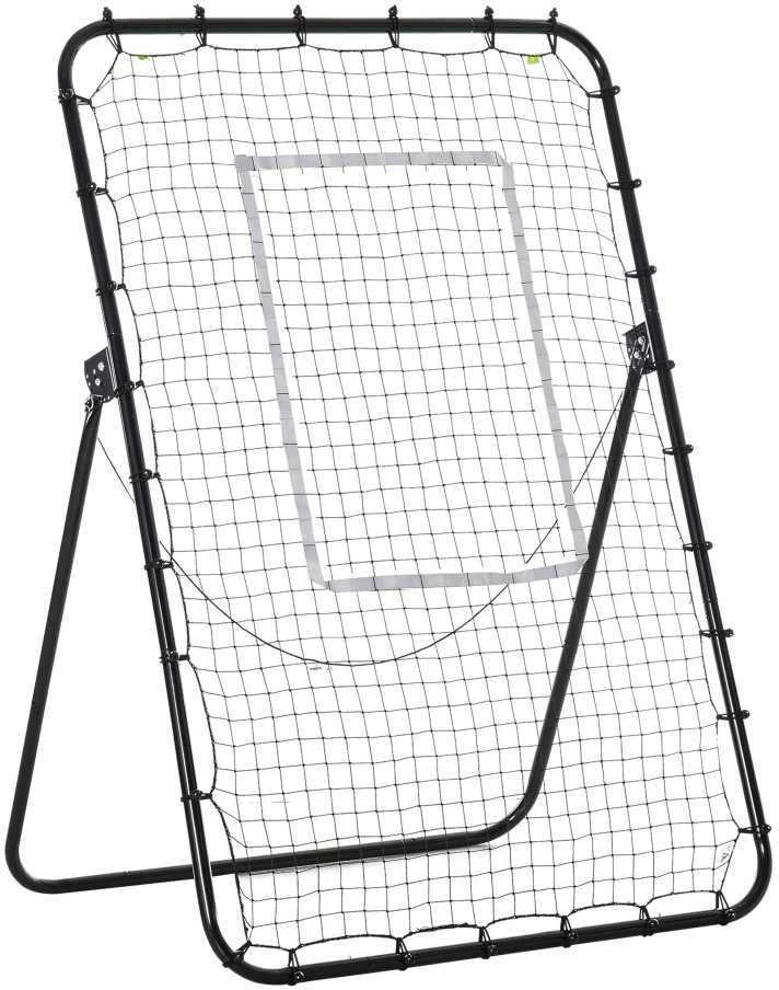 HOMCOM futbolo atšokimo sienelė, sulankstomi futbolo vartai, atšokimo tinklelis su 4 reguliuojamais kampais, 123 x 73 x 178,5 cm, juoda