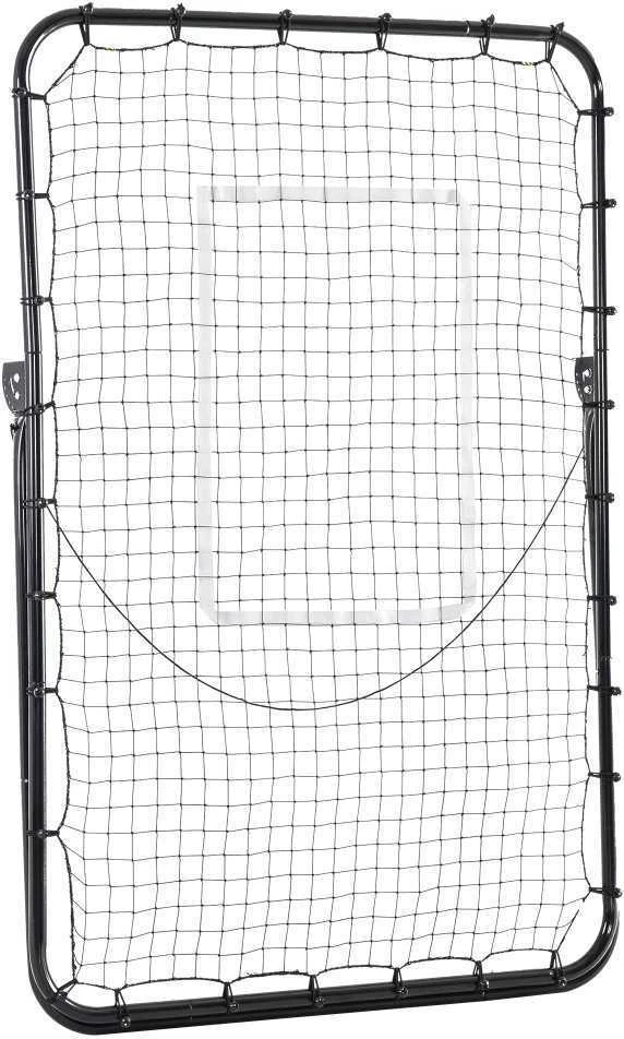 HOMCOM futbolo atšokimo sienelė, sulankstomi futbolo vartai, atšokimo tinklelis su 4 reguliuojamais kampais, 123 x 73 x 178,5 cm, juoda