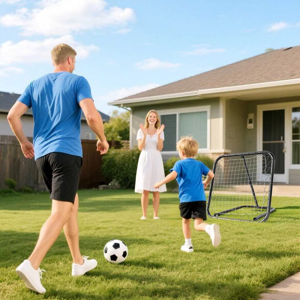 HOMCOM sulankstomas futbolo atšokimo tinklas, treniruočių sienelė, 5 pakopų, beisbolui, krepšiniui, metalinis, juodas, 78x84x65-78 cm