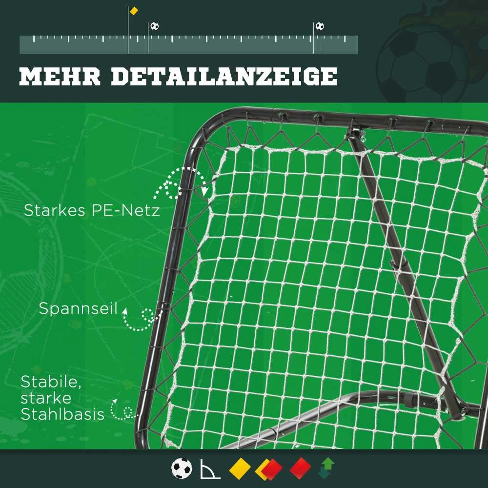 HOMCOM sulankstomas futbolo atšokimo tinklas, treniruočių sienelė, 5 pakopų, beisbolui, krepšiniui, metalinis, juodas, 78x84x65-78 cm