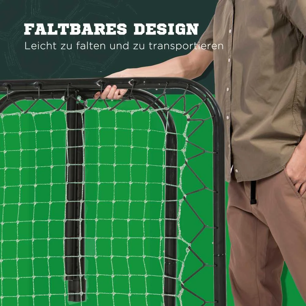 HOMCOM sulankstomas futbolo atšokimo tinklas, treniruočių sienelė, 5 pakopų, beisbolui, krepšiniui, metalinis, juodas, 78x84x65-78 cm