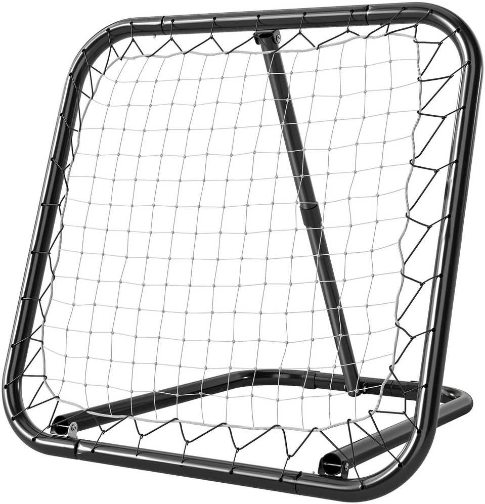 HOMCOM sulankstomas futbolo atšokimo tinklas, treniruočių sienelė, 5 pakopų, beisbolui, krepšiniui, metalinis, juodas, 78x84x65-78 cm