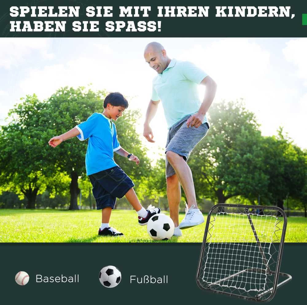 HOMCOM sulankstomas futbolo atšokimo tinklas, treniruočių sienelė, 5 pakopų, beisbolui, krepšiniui, metalinis, juodas, 78x84x65-78 cm