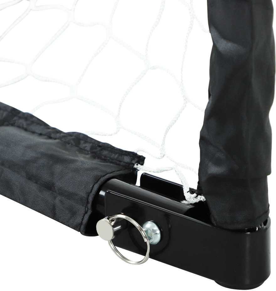 "HOMCOM" futbolo vartai 2 sulankstomų futbolo vartų rinkinys su metaliniu rėmu vaikams ir suaugusiesiems, sodo, 90 x 36 x 60 cm, juodi