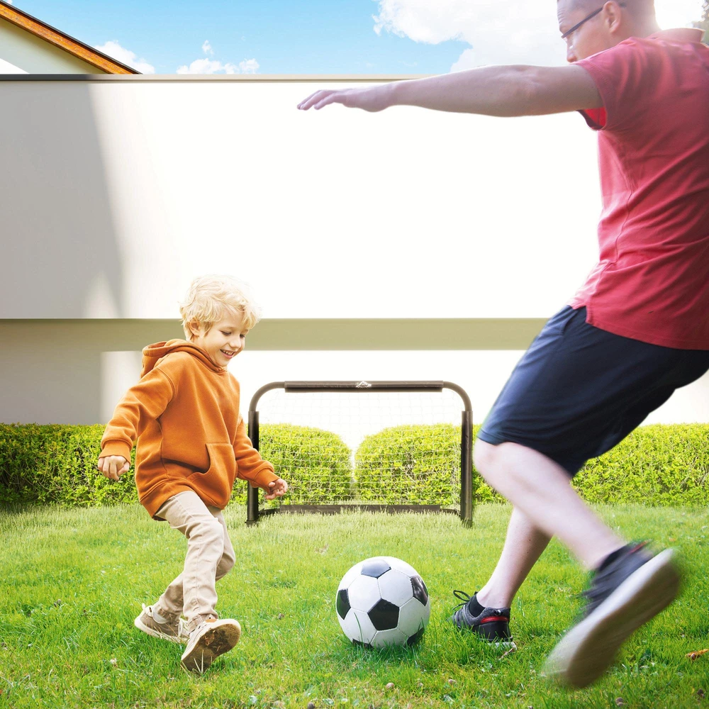 "HOMCOM" futbolo vartai 2 sulankstomų futbolo vartų rinkinys su metaliniu rėmu vaikams ir suaugusiesiems, sodo, 90 x 36 x 60 cm, juodi