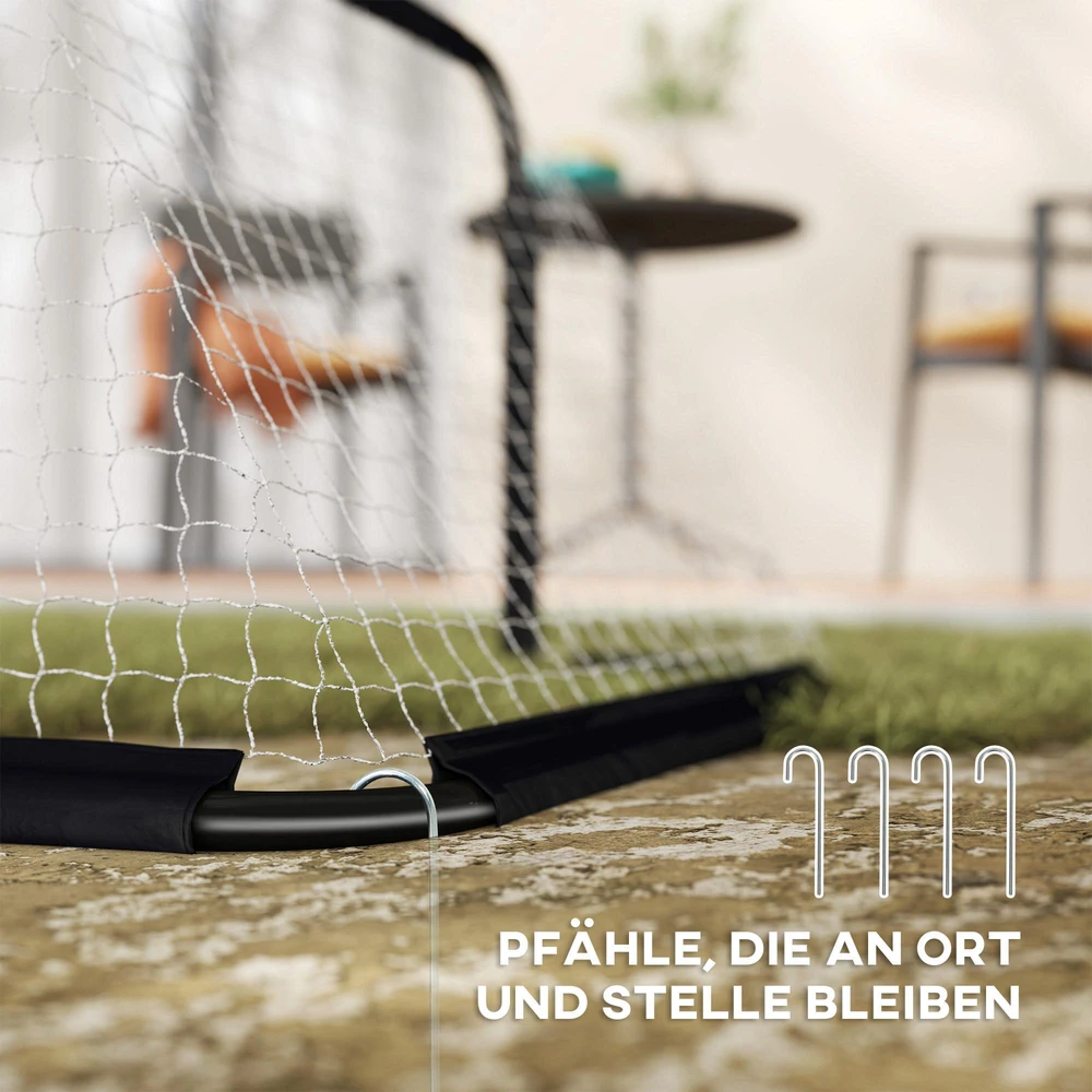 "HOMCOM" futbolo vartai 2 sulankstomų futbolo vartų rinkinys su metaliniu rėmu vaikams ir suaugusiesiems, sodo, 90 x 36 x 60 cm, juodi