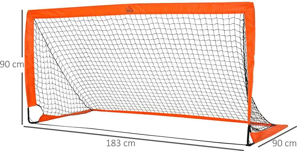 HOMCOM futbolo vartai, futbolo tinklas, 2 mini vartų rinkinys, sulankstomi, metalas, Oksfordo audinys, vaikams, lauko, oranžiniai, 183 x 90 x 90 cm