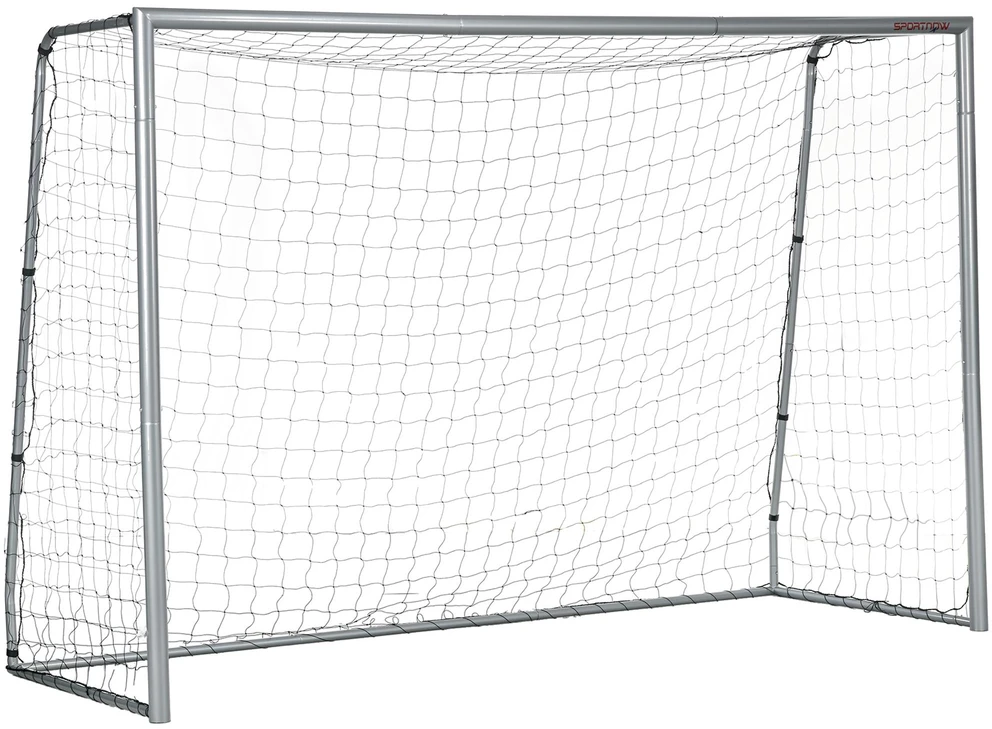 Sportnow HOMCOM futbolo vartai su PE tinklu, futbolo vartai vaikams ir suaugusiesiems, 300 x 120 x 200 cm, plienas, pilki, sodo treniruotėms