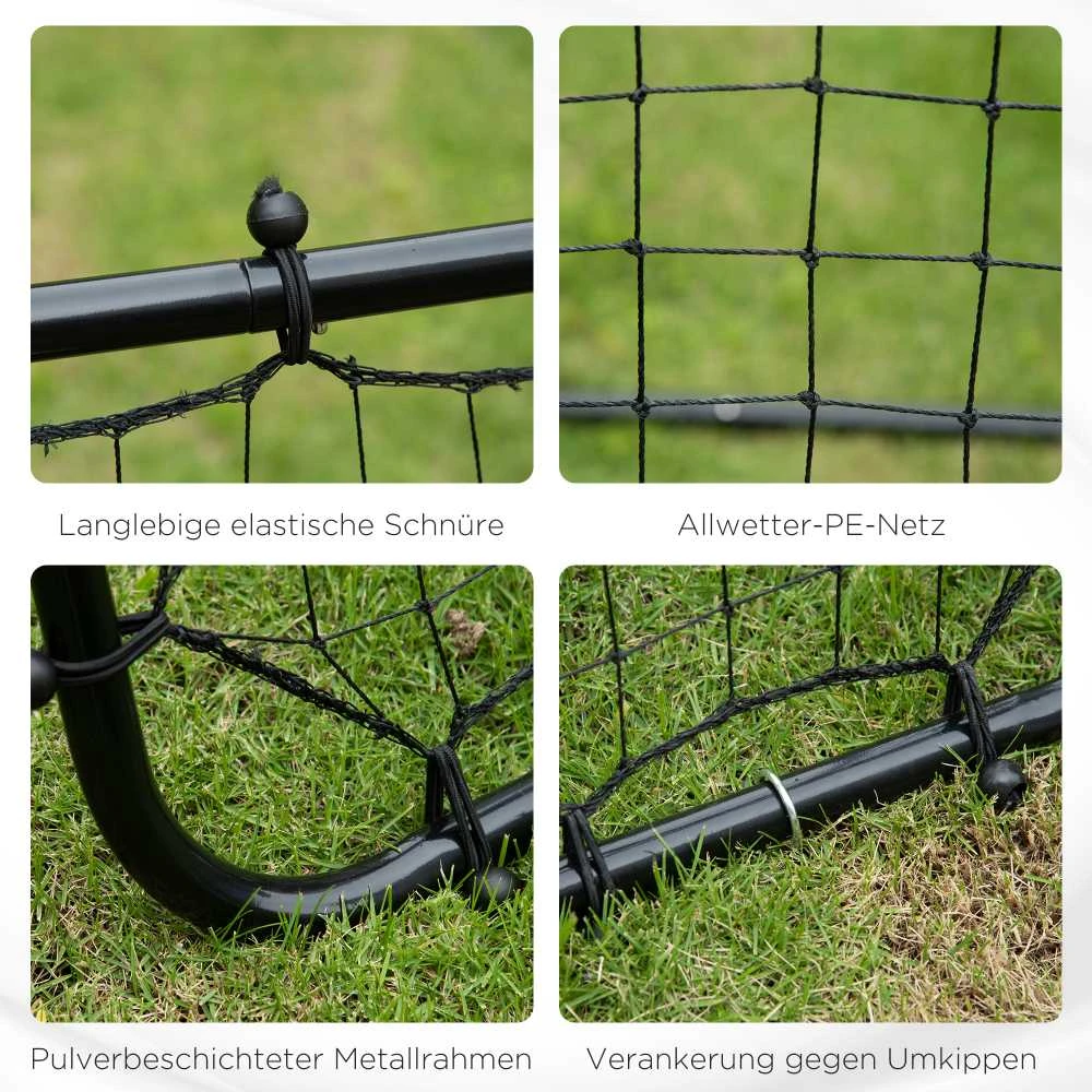 HOMCOM futbolo atmušimo sienelė, metalinis rėmas + PE tinklas, 96x80x96 cm, juoda