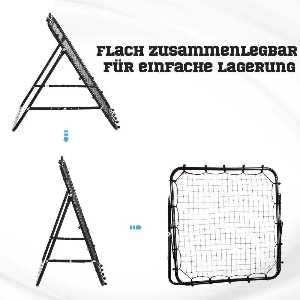 HOMCOM futbolo atmušimo sienelė, metalinis rėmas + PE tinklas, 96x80x96 cm, juoda