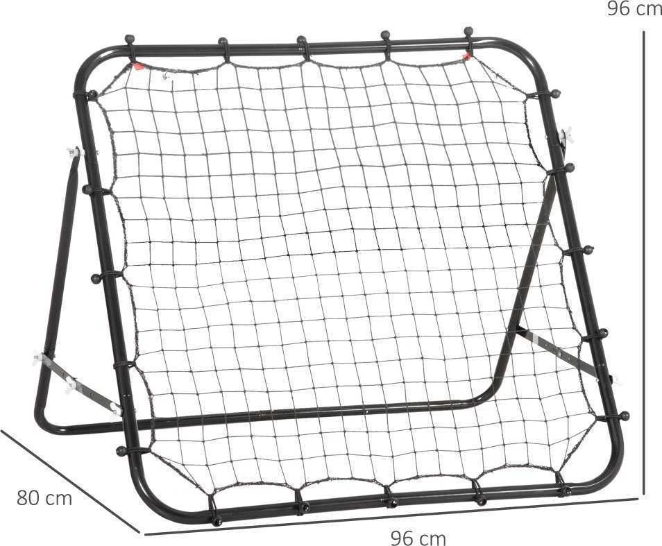 HOMCOM futbolo atmušimo sienelė, metalinis rėmas + PE tinklas, 96x80x96 cm, juoda