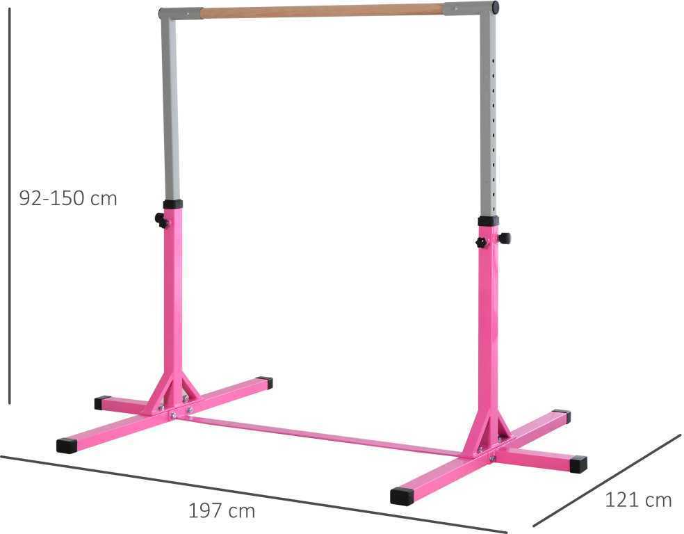Gimnastikos skersinis, reguliuojamo aukščio iki 75 kg - rožinis