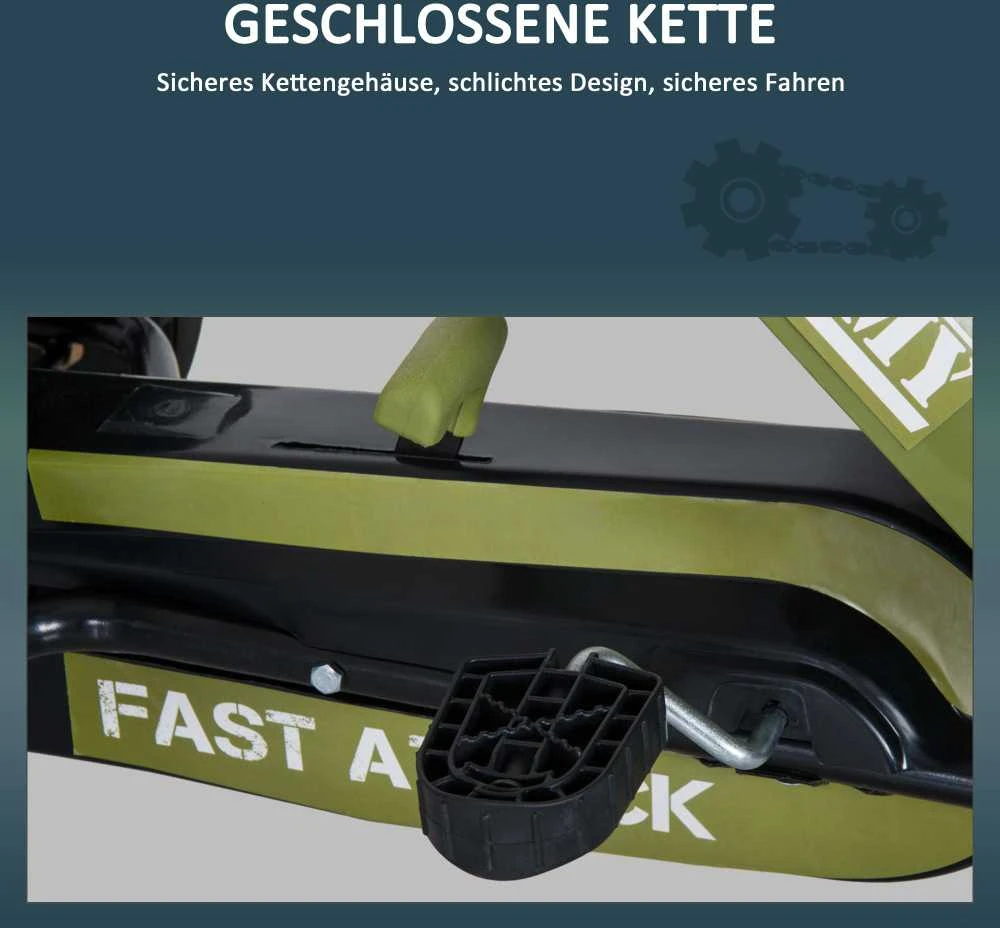 HOMCOM vaikiškas kartingas, pedalinis automobilis su rankiniu stabdžiu, nuo 3 metų, žalias, 99x65x56 cm